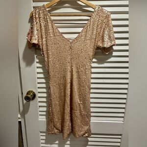 As U Wish Gold beige Sequin Party Dress Size M
